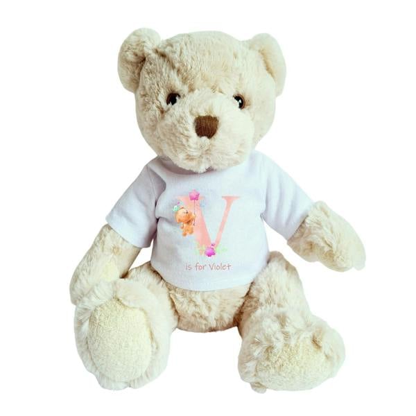 Aye Do Gifts Personalised Luxury Teddy Bear Pink Initial & Teddies Shirt