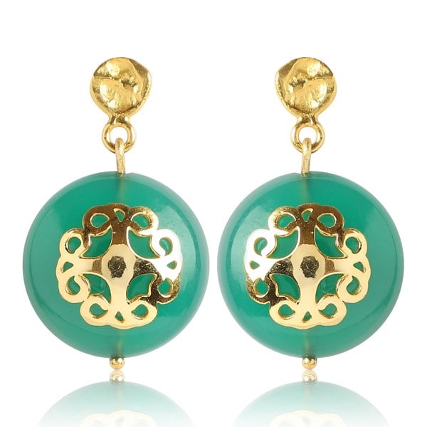 Lila Rasa Green Onyx Earring with Filigree Melange