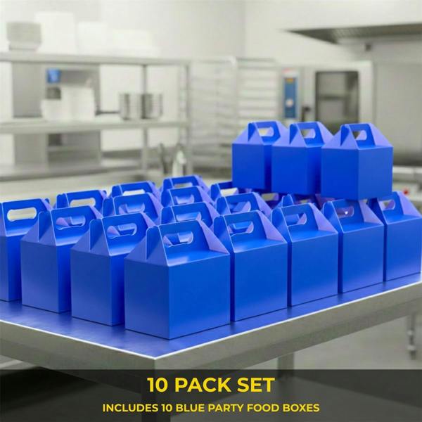 Blue Cardboard Party Food Boxes in Pack Sizes of 10, 20 or 30 for Snacks, Lunches and Treats image 4