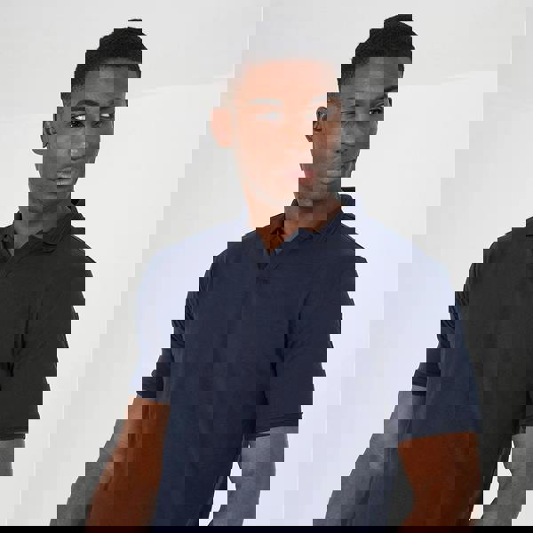 Brave Soul Navy Short Sleeve Jacquard Trim Polo Shirt - Navy Image 1