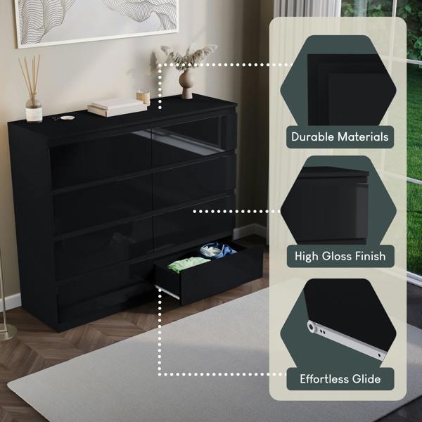 Vida Designs Glinton 8 Drawer Chest, Black