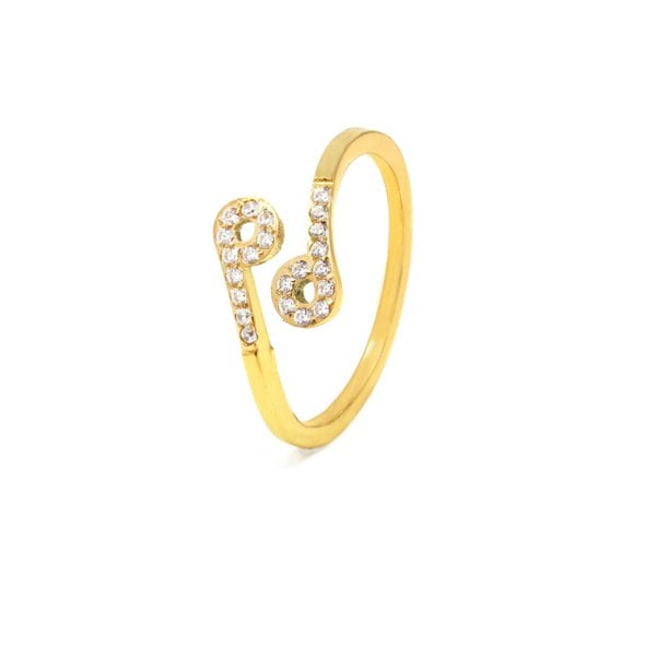 Say It With Cancer Ring with CZ Stones - Yellow Gold Plated