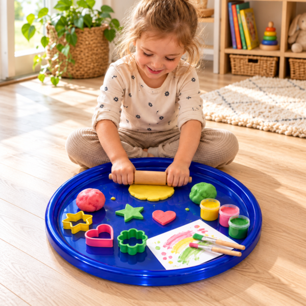 Large 40cm Round Plastic Tuff Tray Arts and Crafts base Activity Messy play - Blue