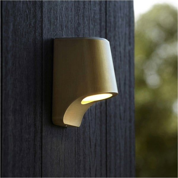 2 PACK IP44 Outdoor Wall Light - Matt Antique Die Cast Aluminimum - Brushed Gold Lamp