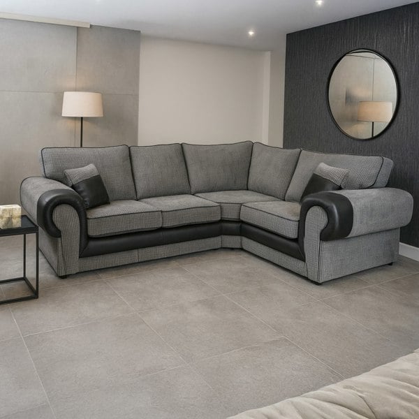 Furnishings For Less Portland Mixed Fabric Cord 4 Seater Corner Sofa