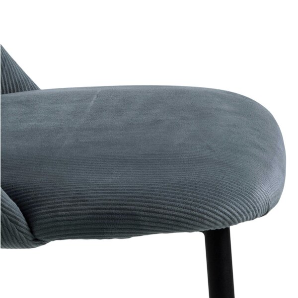 Wyld Haus Set of 4 Svendborg Grey Upholstered Dining Chair Black Metal Legs
