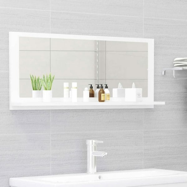 Berkfield Bathroom Mirror High Gloss White 90x10.5x37 cm Engineered Wood