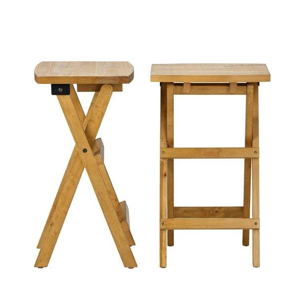 Statement Furniture Shire Oak Folding Stool, 64cm Tall Bar Stool