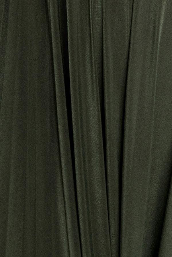 Plunge Neck Long Sleeve A-line Maxi Dress - Olive Green DR2608