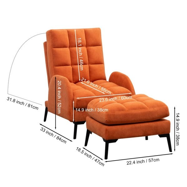 Living and Home 2 Pcs Sofa Set Modern Leisure Armchair with Footstool