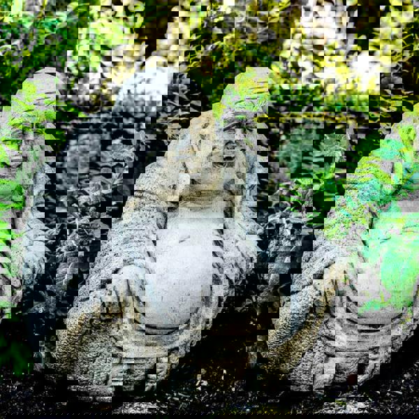 Medium Stone Cast Happy Buddha Sculpture