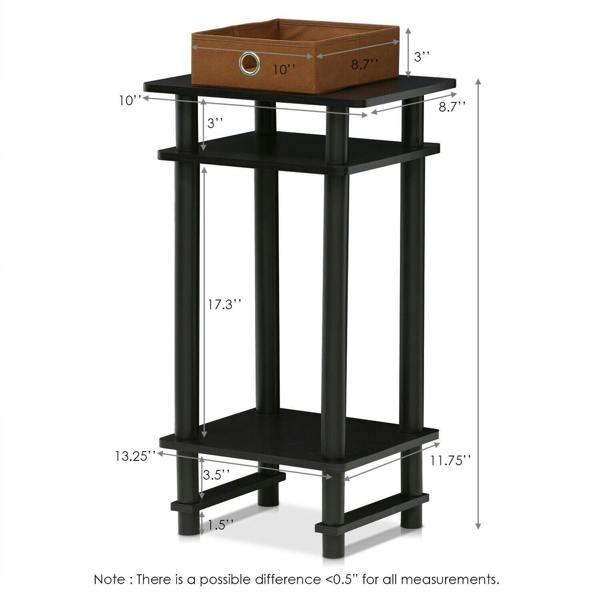 WALPLUS Turn N Tube Tall End Table with Bin, Espresso/Brown, Set of | Stylish Table for Home Use with Practical and Modern Design | 2