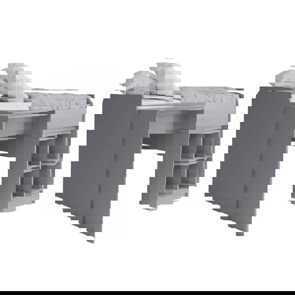 Front right side view of the mid sleeper bed frame.