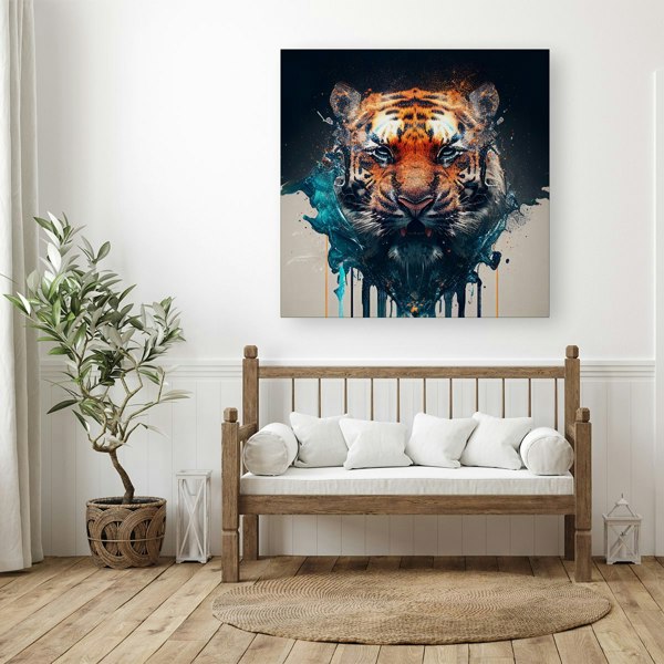 Warren Reed Tiger Face Splash Art Canvas