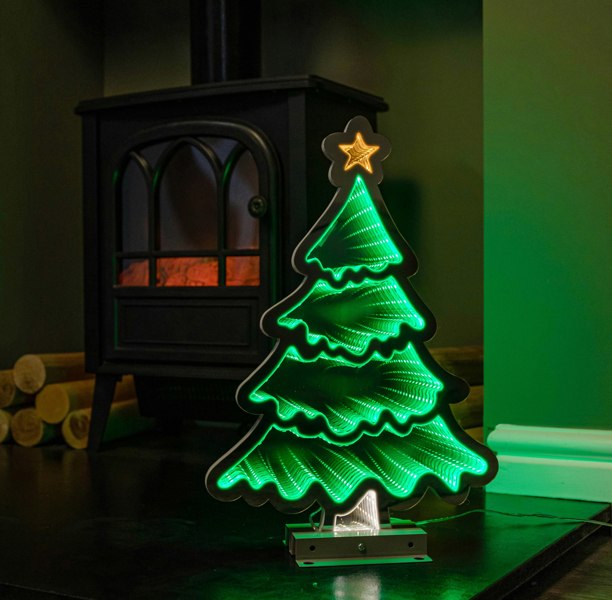 Samuel Alexander 40cm Infinity Standing Christmas Tree with Metal Base and Green LEDs