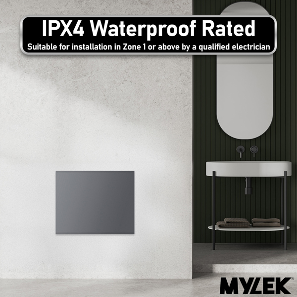 MYLEK Electric Radiator Panel Heater Grey WIFI Smart APP Eco 1000W Bathroom Safe Wall Mounted Timer Thermostat