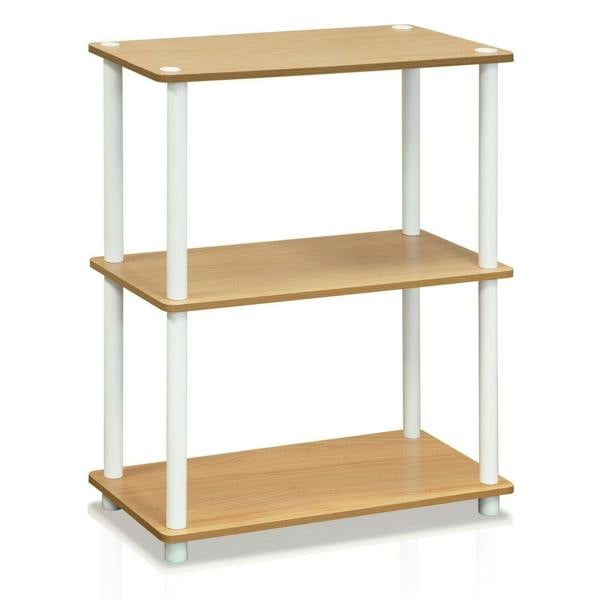 WALPLUS Elegant /WH Turn-N-Tube 3-Tier Compact Multipurpose Shelf Display Rack, Beech for Bedroom - SKU 10024BE