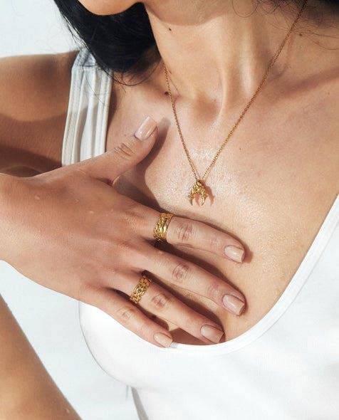 Elk & Bloom Molten Moment Chunky Abstract 14K Gold Chain Ring