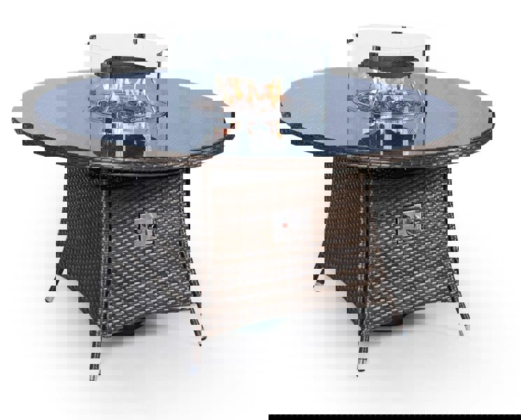 Giardino Fire Pit 6 Seater Round Rattan Dining Table