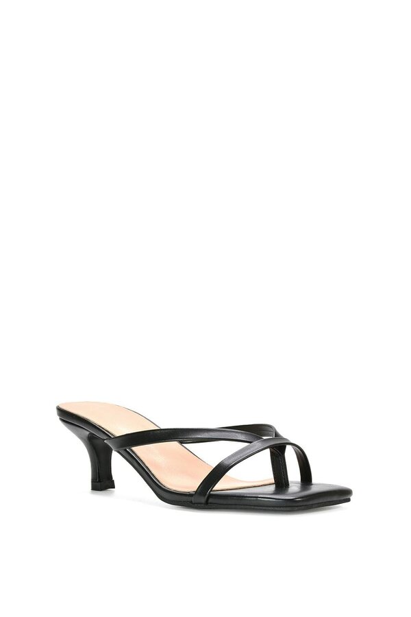 XY LONDON Kitten Heel Sandal Mules With Toe Post
