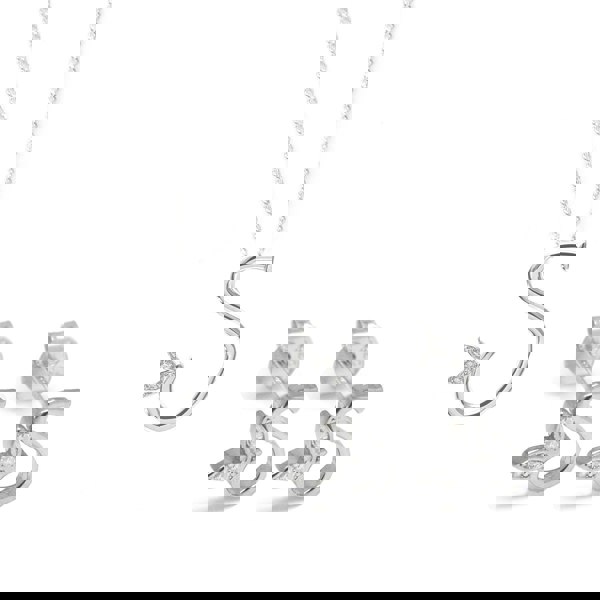 Say It With Winged Initial Earring Gift Set - Silver