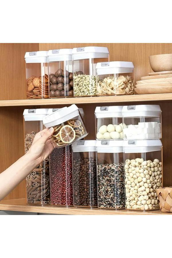 Living and Home 7Pcs Airtight Food Dry Grain Cereal  Storage Containers 6.9L with Clasp Lids （0.5*2+0.8*2+1.2*2+1.9L）