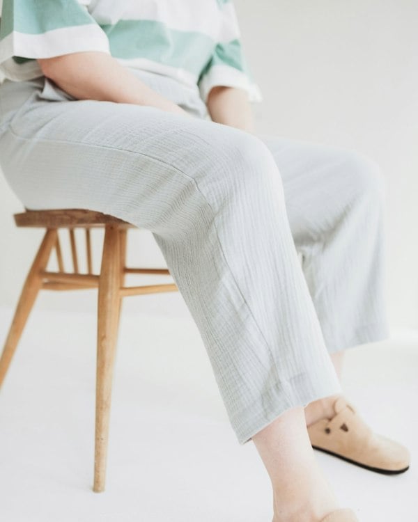 Kate Light Green Barrel Leg Trousers- image 1