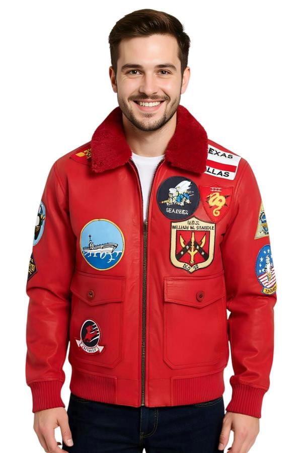 Infinity Leather Mens Top Gun A2 Leather Bomber Jacket-San Diego