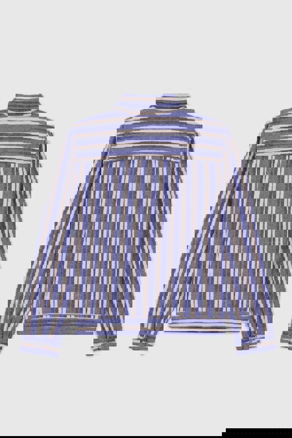 ENORSIA Womens White Stripe Pattern Cropped Jacket