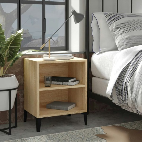Berkfield Bed Cabinet with Metal Legs Sonoma Oak 40x30x50 cm