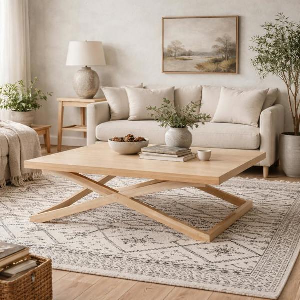 Wyld Haus Enniscorthy Large Blonde Coffee Table X Frame