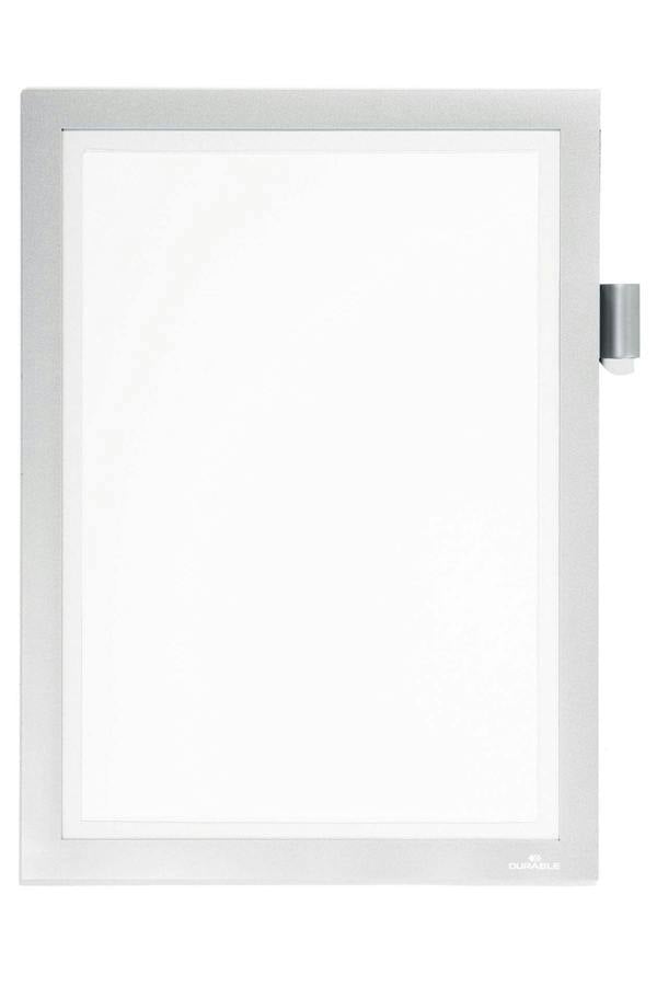 Durable DURAFRAME NOTE Adhesive Magnetic Document Frame + Pen Holder | A4 Silver