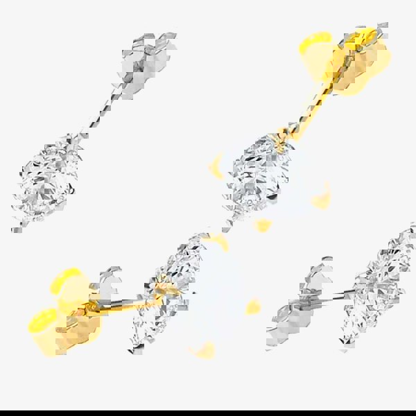 T. H. Baker 9ct Gold 6mm 4 Claw Round Cubic Zirconia Stud Earrings 1.58.4979