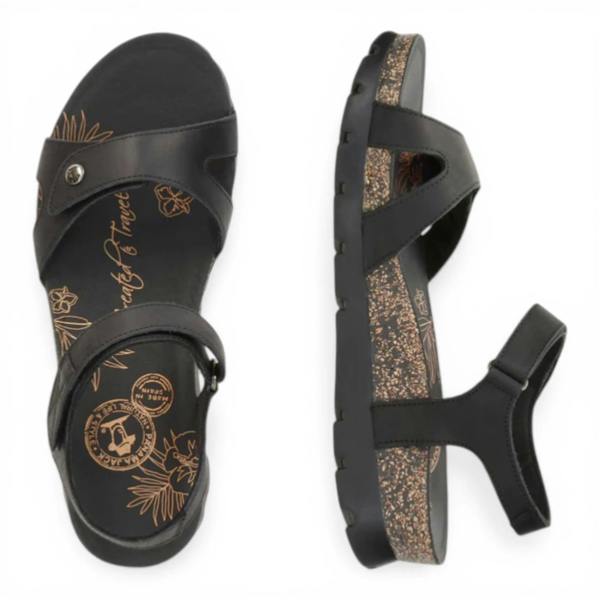 Panama Jack Sulia B2 - Women's Wedge Black Leather Platform Sandals
