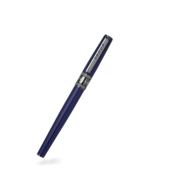 Tom Hessin Rebel Collection Oxford Blue Fountain Pen With Gunmetal Trim & PVD Black Fine Nib