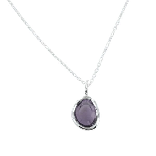 Sterling Silver Birthstone Necklace with Semi-Precious Stone - Reeves & Reeves