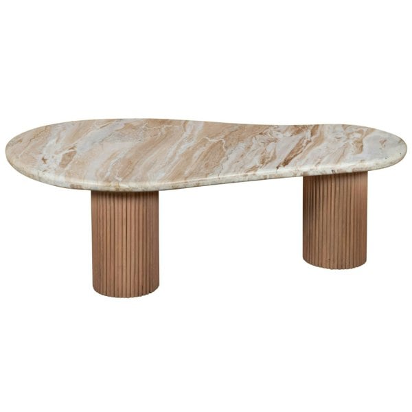 IH Design Bundi Natural Marble & Wood Pedestal Coffee Table