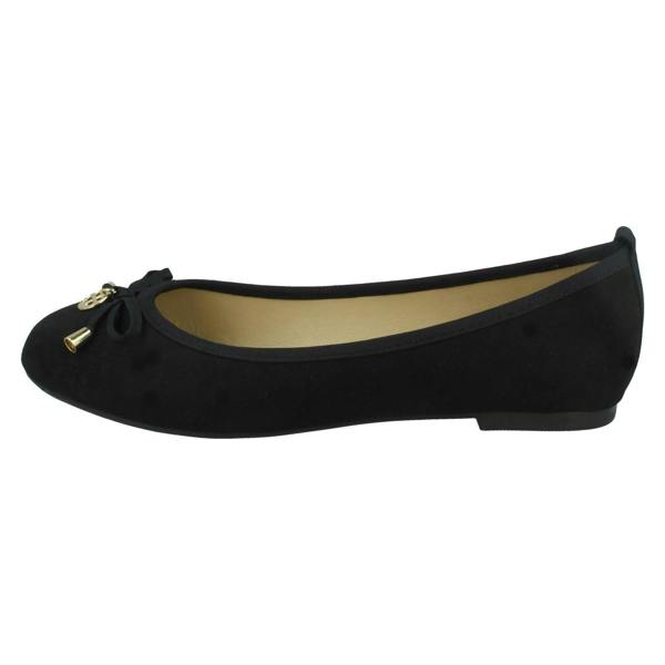 Spot On Ladies Spot On Flat Black Ballerina Shoes F80530