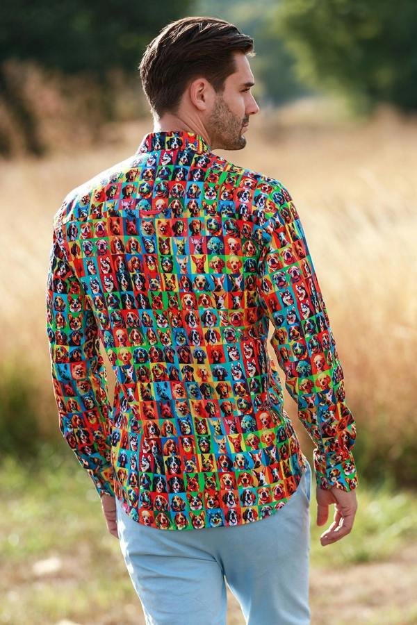 POP ART DOGS TENCEL PRINT SHIRT - Claudio Lugli Shirts