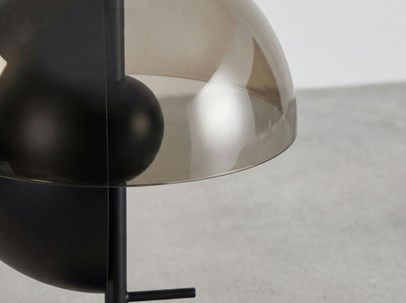 Angel Cerdá Table lamp in amber smoked glass and black and white steel with black steel base 8112