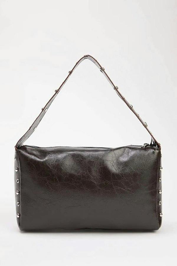 WOVCOR Faux Leather Shoulder Bag with Stud Detail