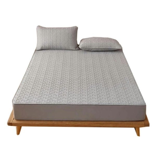 Anyhouz Anycozy Mattress Cover Gray 160x200cm Pure Cotton Soft Quilted Bed Sheet Anti-bacterial Protector Cover