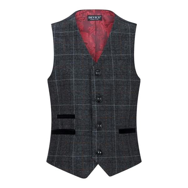 Paul Andrew Boys 3 Piece Charcoal Grey Tweed Check Vintage Retro Suit