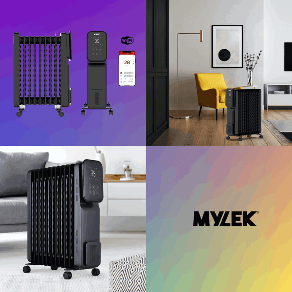 MYLEK Oil Filled Digital WiFi Smart App Enabled Heater - 3 Heat Settings & 24-Hour Timer 2000w