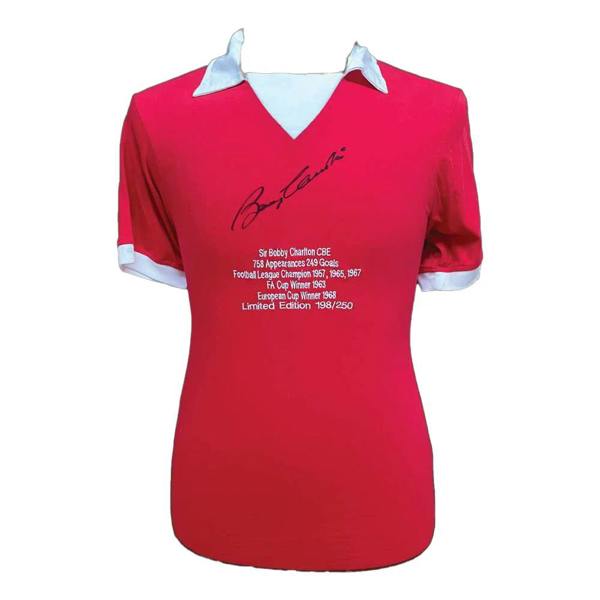 Unbranded Sir Bobby Charlton Signed Manchester United embroidered Limited Edition Shirt — Framed