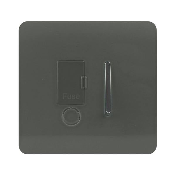 Trendi Switch 13 Amp Fused Spur with Flex Outlet in Charcoal Grey