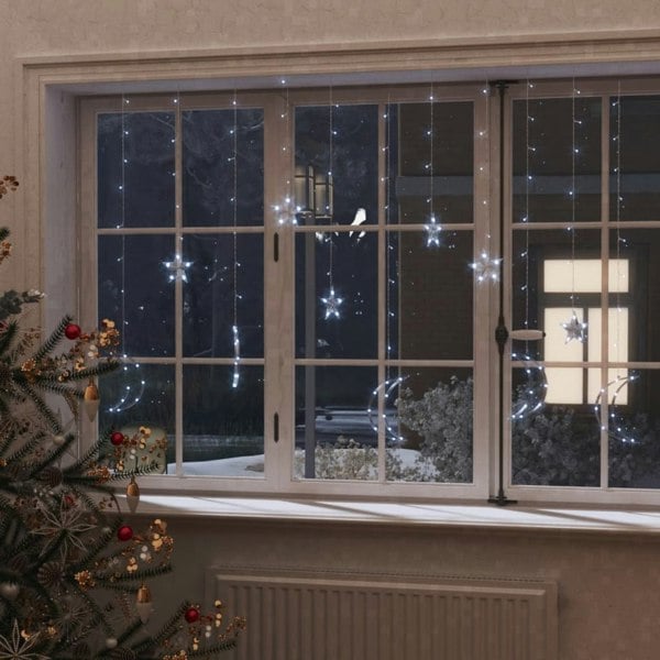 Berkfield Star and Moon Fairy Lights Remote Control 138 LED Cold White