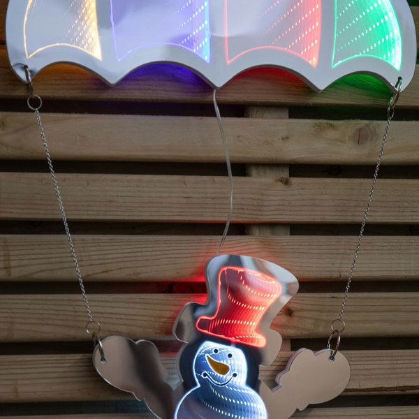 Samuel Alexander 60cm Infinity Light up Hanging Parachute Snowman Christmas Decoration with Multi-Coloured LEDs