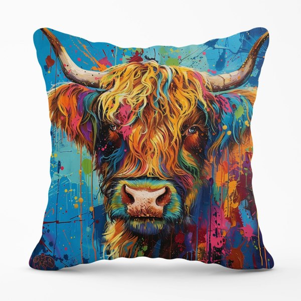 Warren Reed Splashart Highland Cow Cushions