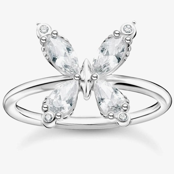 THOMAS SABO Sterling Silver Cubic Zirconia Butterfly Ring TR2356-051-14